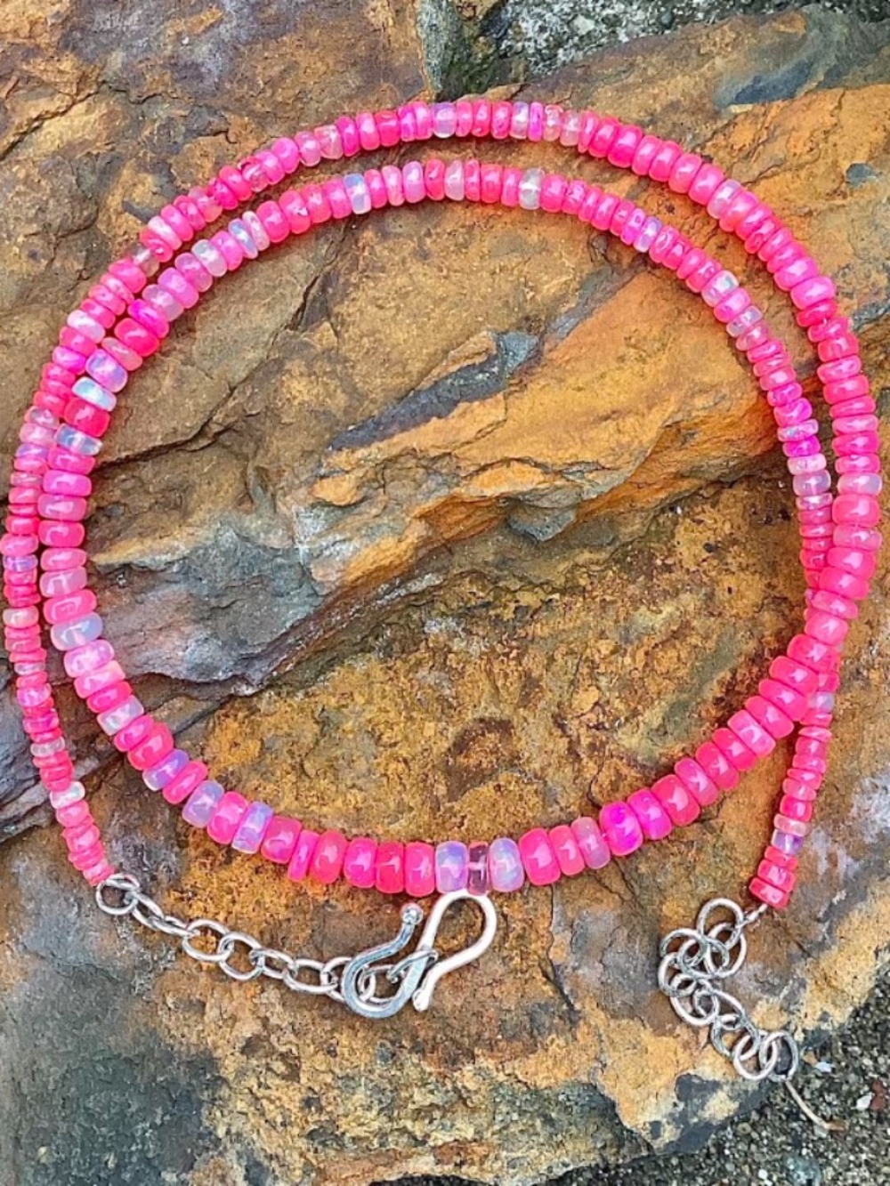 Pink Wello Opal Necklace, 19''